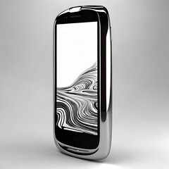 Black metallic frame Smartphone with Monochrome Fluid Screen, Concept Art