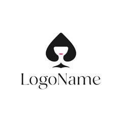 elegant spades card and woman logo concept vector