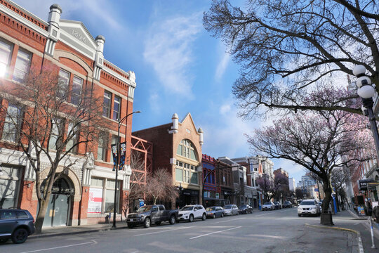 Yates Street in Victoria on Vancouver Island in Victoria, British Columbia, Canada