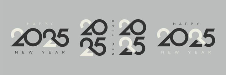 2025 new year typeface logo. Happy new year 2025 logo design