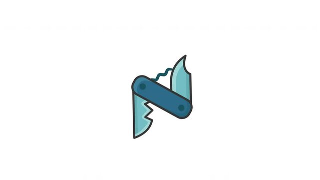 multitool knife icon penknife animation video, motion graphic of penknife icon