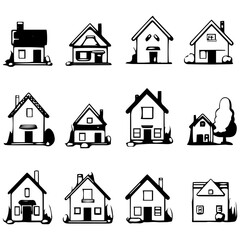 set of houses icons