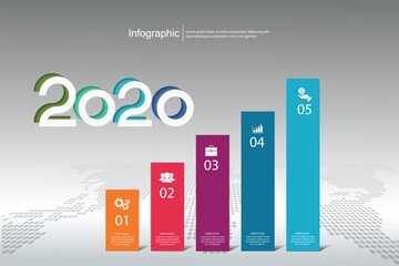 Business Infographic with five Strategic Steps