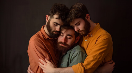 A polyamorous gay relationship love, various LGBTQ.