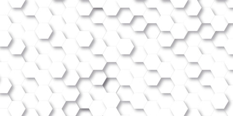Abstract background with hexagons honeycomb technology texture. Hexagonal shape 3d structure light seamless geometric background. Surface polygon pattern with digital hexagon and futuristic business. - obrazy, fototapety, plakaty