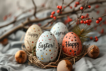 Naklejka na ściany i meble Easter eggs. Template for a greeting card.