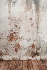 Dilapidated Room With Wooden Floor and Dirty Wall backdrop background. Generative AI