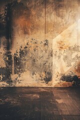 A Room With Wooden Floor and Peeling Paint. Generative AI