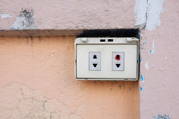 Electrical outlet box installed outside the building