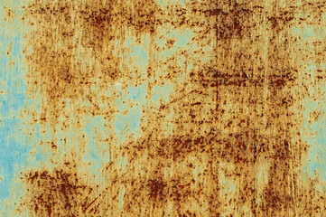 Rusty green painted metal surface