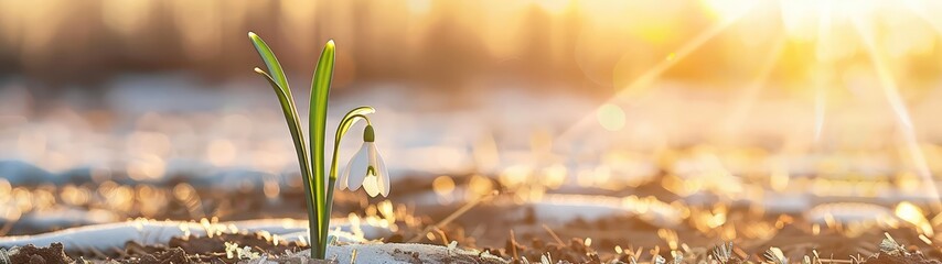 Snowdrop. Flower symbol of spring. - obrazy, fototapety, plakaty