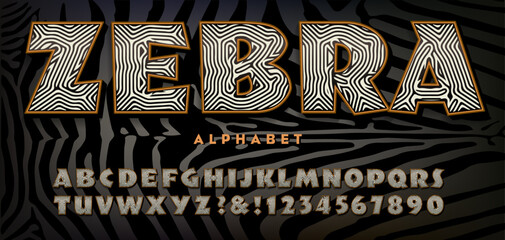 Zebra alphabet  an all capitals lettering style with zebra stripes © Mysterylab
