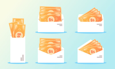 Boliviano and Venezuelan Bolivar Money in Envelope