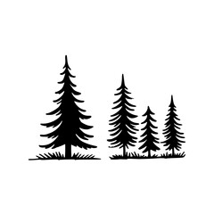 pine tree plant nature silhouette vector illustration template design