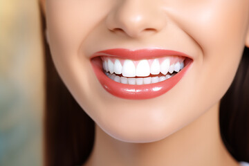 Fototapeta premium beautiful woman's white teeth for an advertising