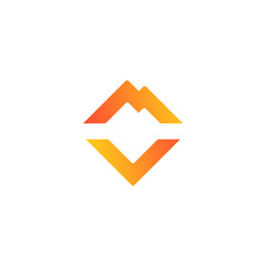 Letter MV or VM with mountain logo concept vector icon