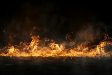 Fototapeta premium Fire element isolated on a dark background Showcasing dynamic and intense flames for creative projects
