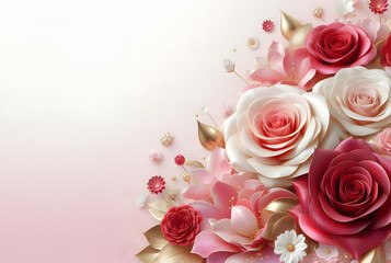Rose flowers background with AI 3D realistic style.with copy space