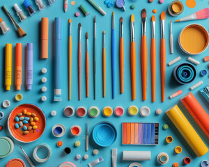 Art supply mockups in a spectrum of inspiring colors for artists creations
