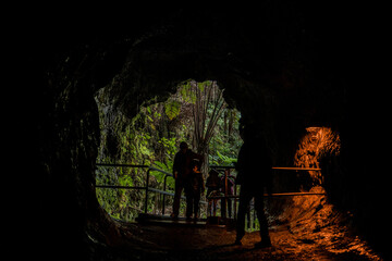 Nahuku - Thurston Lava Tube. Hawaiʻi Volcanoes National Park.  A lava tube, or pyroduct, is a natural conduit formed by flowing lava from a volcanic vent that moves beneath the hardened surface of 