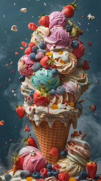 An ice cream factory run by kids and whimsical animals with flavors never seen before