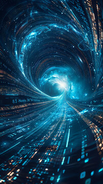 Matrix digital storm chaotic swirls of code representing data chaos