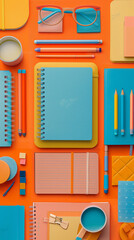 Stationery mockups in a spectrum of bright colors for a lively workspace