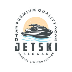 Jet ski logo marine sport jetski brand logo badge template extreme water racing vector business design
