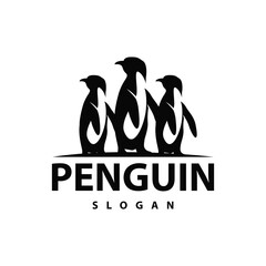 Obraz premium Abstract penguin logo product badge flat vector abstract template polar bird simple animal