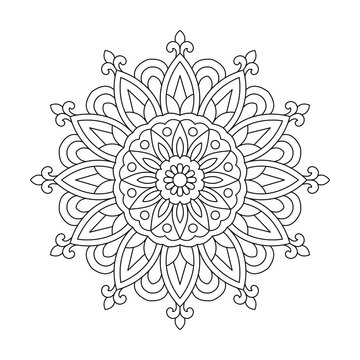 Natural Simple Mandala for Coloring Book Design