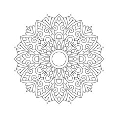 Simplicity Flower Mandala Design for Coloring Book