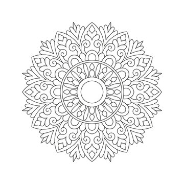 Simplicity Flower Mandala Design for Coloring Book