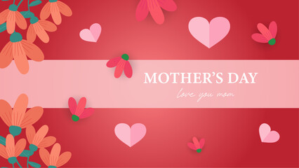 Pink red and white vector happy mothers day with love