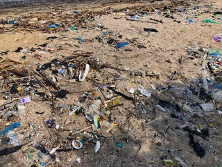  plastic waste on the beach