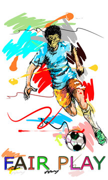 action football speed sport art and brush strokes style.