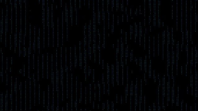 Abstract tech matrix illustration with glowing green lines and binary code pattern on dark blue background