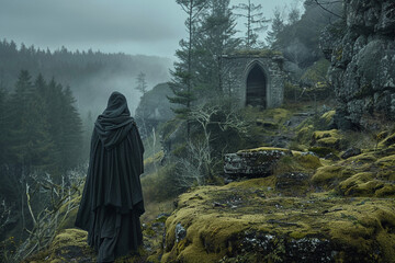A journey into the mystical where warlocks and enchantments meet mythical creatures from fairy tales set against the backdrop of dark forests and ancient ruins A visual narrative
