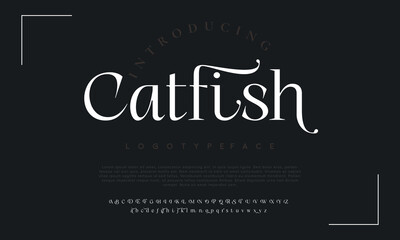 CATFISH Modern abstract digital alphabet font. Minimal technology typography, Creative urban sport fashion futuristic font and with numbers. vector illustration