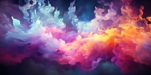 Colorful Cloud of Smoke on Black Background Generative AI