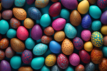 Fototapeta na wymiar Easter Background with Neatly arranged Eggs