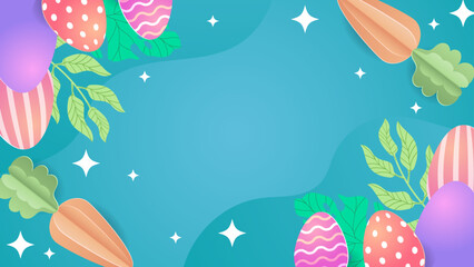 Colorful colourful simple vector easter background template with eggs and flower