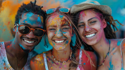 Holi Friends: Foreigners Enjoying Holi and Taking Selfies with Smartphone