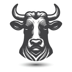 Cow and bull head icon. abstract cows head
