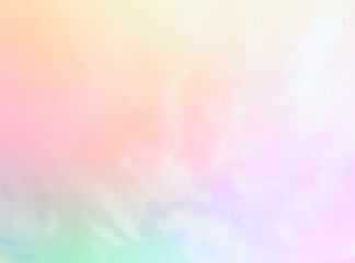 Pastel rainbow gradient background Green, yellow, orange, pink and light purple. The combination of subtle colors and the beauty of the smooth white clouds in the soft sky.