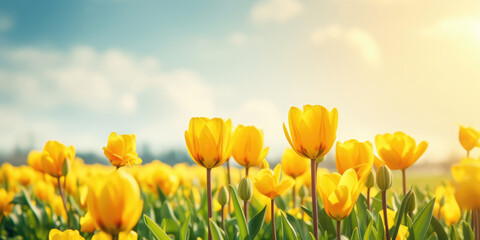 Obraz premium Field of Yellow Tulips