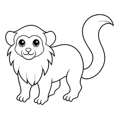 Vector cartoon cute Tamarin coloring page for kids