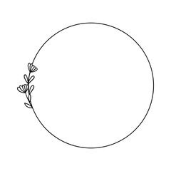 Flower Circle Frame Line art for decorative template or artwork