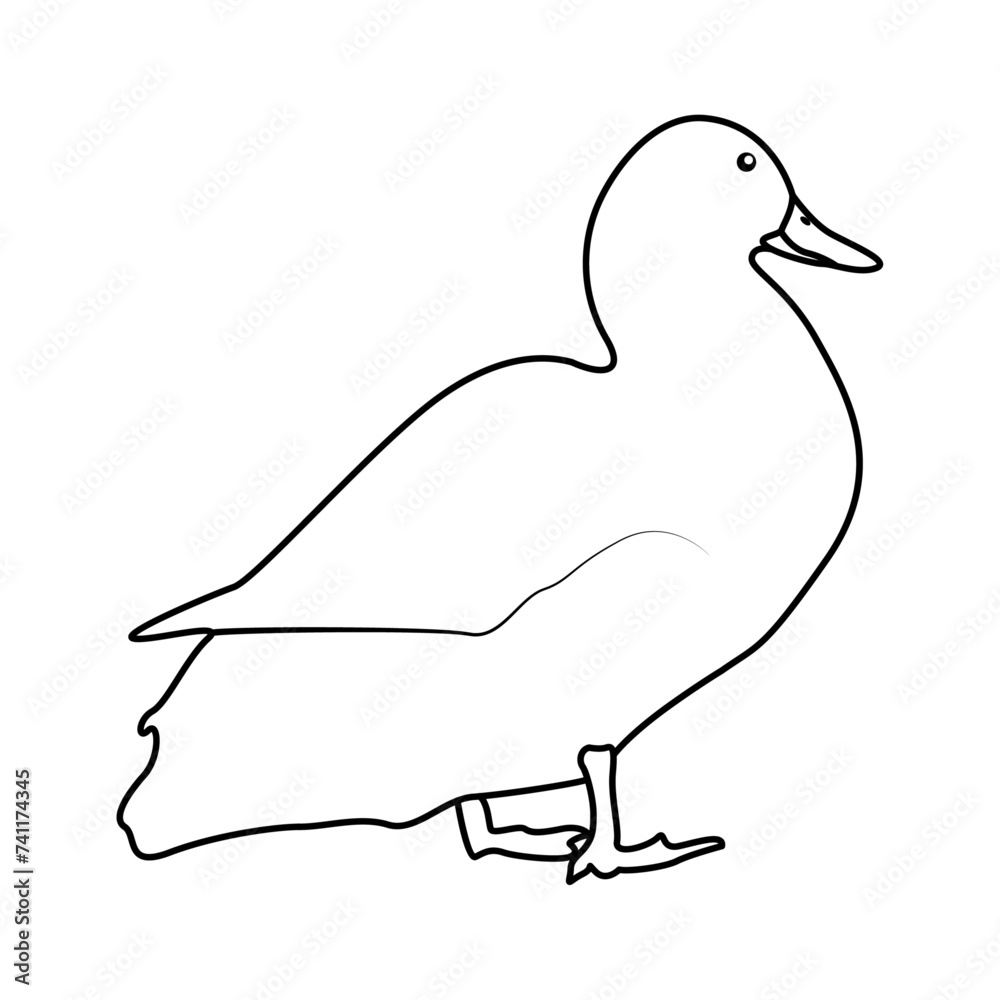 Aufkleber Duck outline simple icon duck water bird continuous line art vector drawing of vector illustration. 