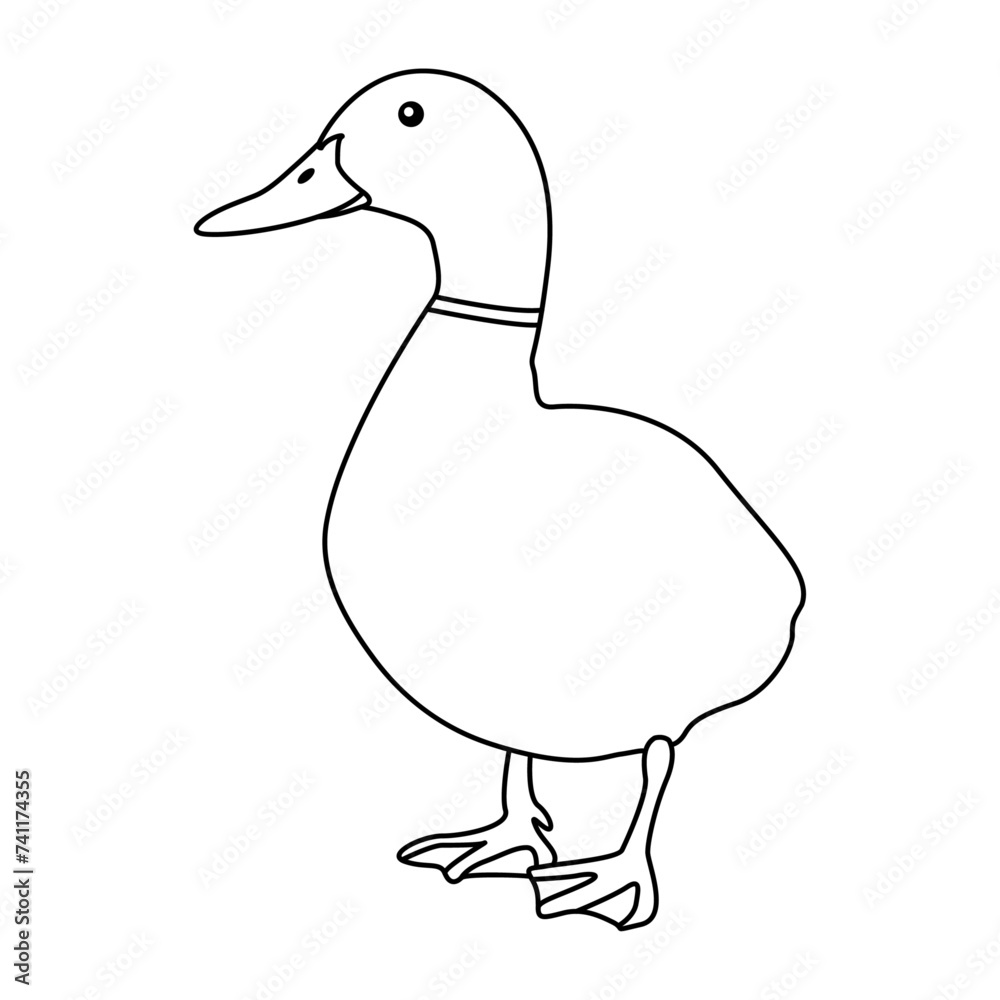 Aufkleber Duck outline simple icon duck water bird continuous line art vector drawing of vector illustration. 