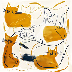 Whimsical Feline Frolics, Editorial Illustration